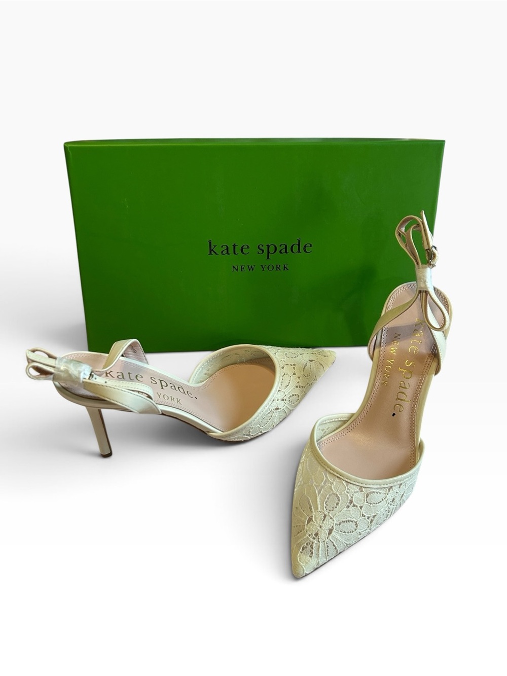 Kate Spade Amour Lace Pumps Ivory Pointed Toe Heels 6.5B New in Box